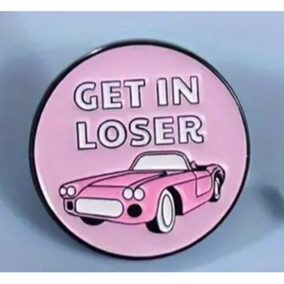 Mean Girls Enamel Pin Brooch Cartoon Pink "Get In Loser" Badges Funny Jewelry - Picture 4 of 4